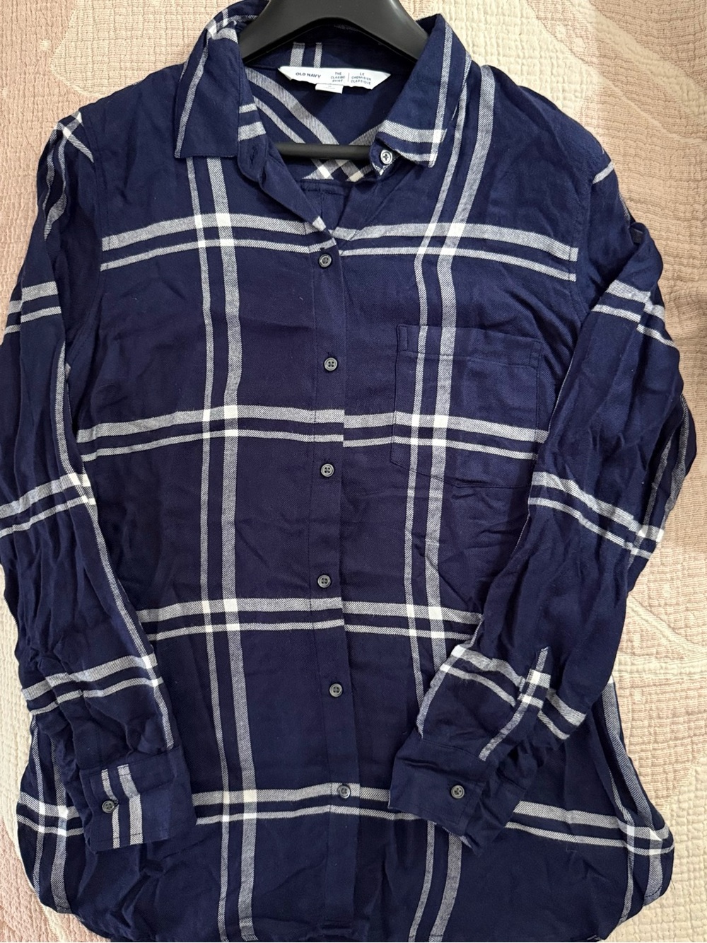 DARK BLUE & WHITE LONG SLEEVE SHIRT